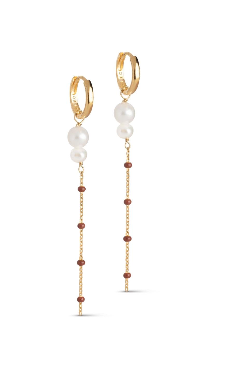 Enamel Copenhagen øreringe Lola Double Pearl Hoops Copper