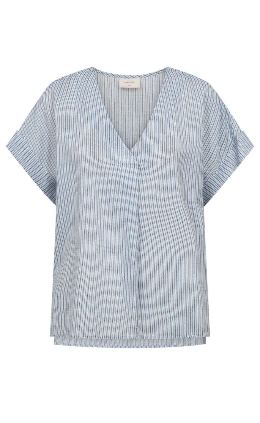Freequent Bluse Esolvia Chambray Blue Star Off-white