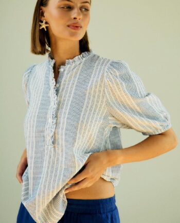 Freequent Bluse Nollie Brilliant White    Deep Ultrama