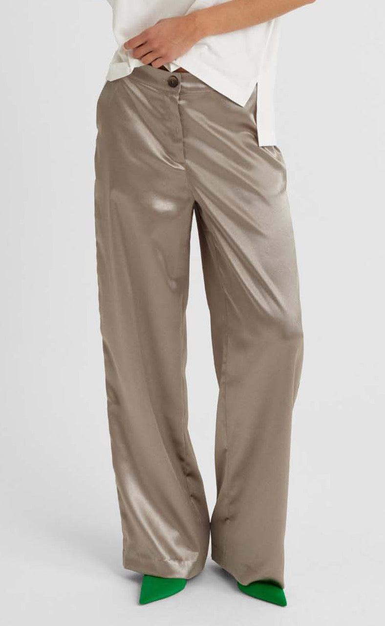 Freequent Bukser Satin Desert Taupe Metallic