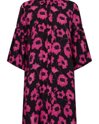 Freequent Kjole Fluss Black    Raspberry Rose