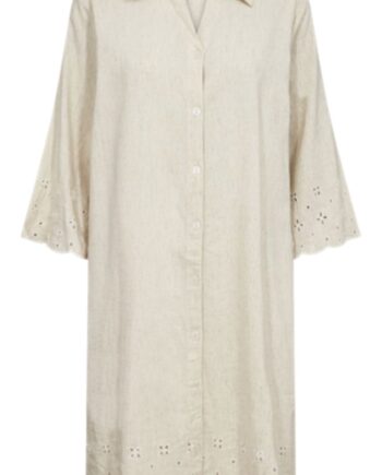 Freequent Kjole Linus Button Embroidery Moonbeam Melange