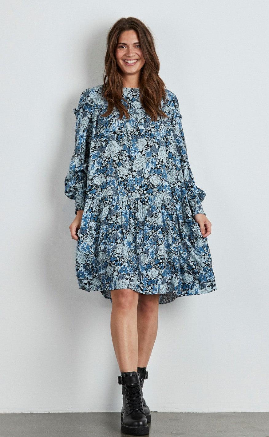 Freequent Kjole Muna Chambray Blue Mix