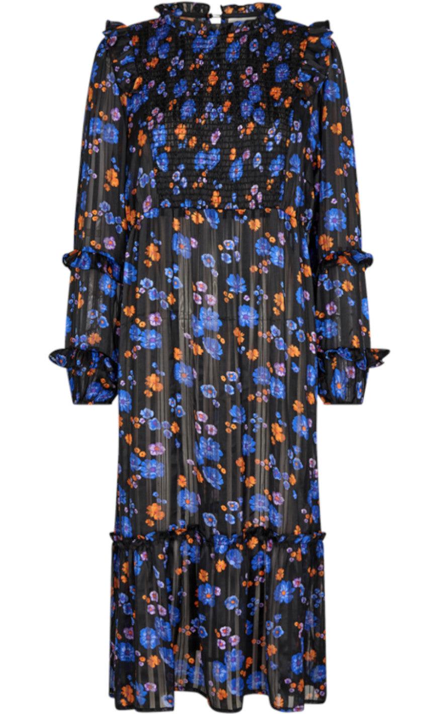 Freequent Kjole Paulin Black With Amparo Blue