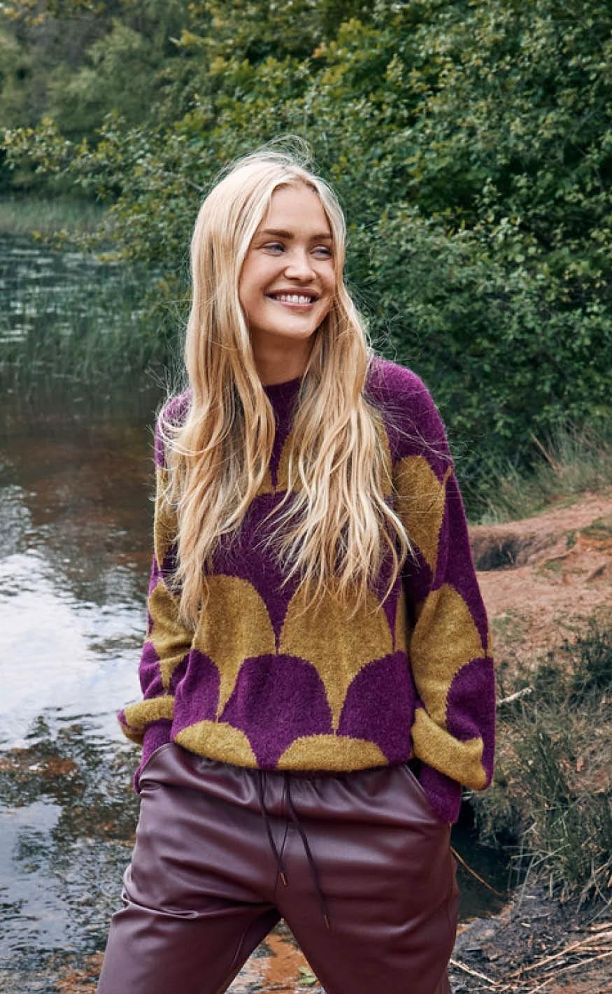 Freequent Pullover Hilla Dark Purple Mix