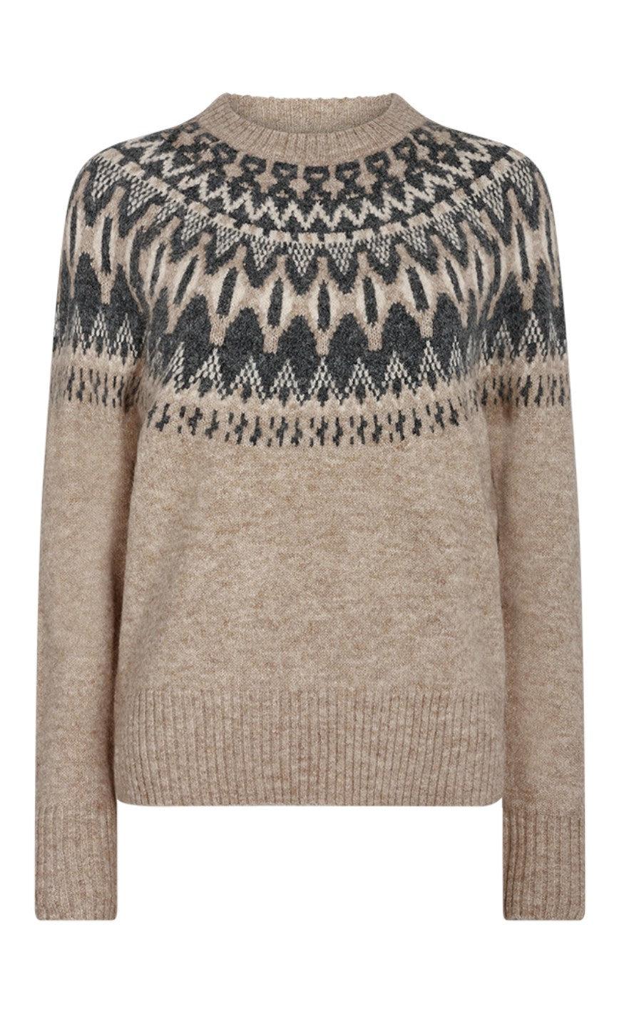Freequent Pullover Merla Silver Mink With Grey Mel