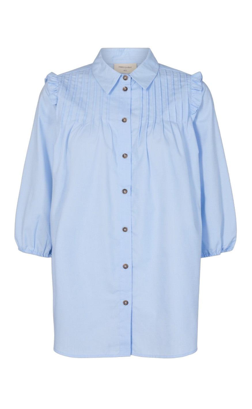 Freequent Skjorte Flynn Frill Chambray Blue