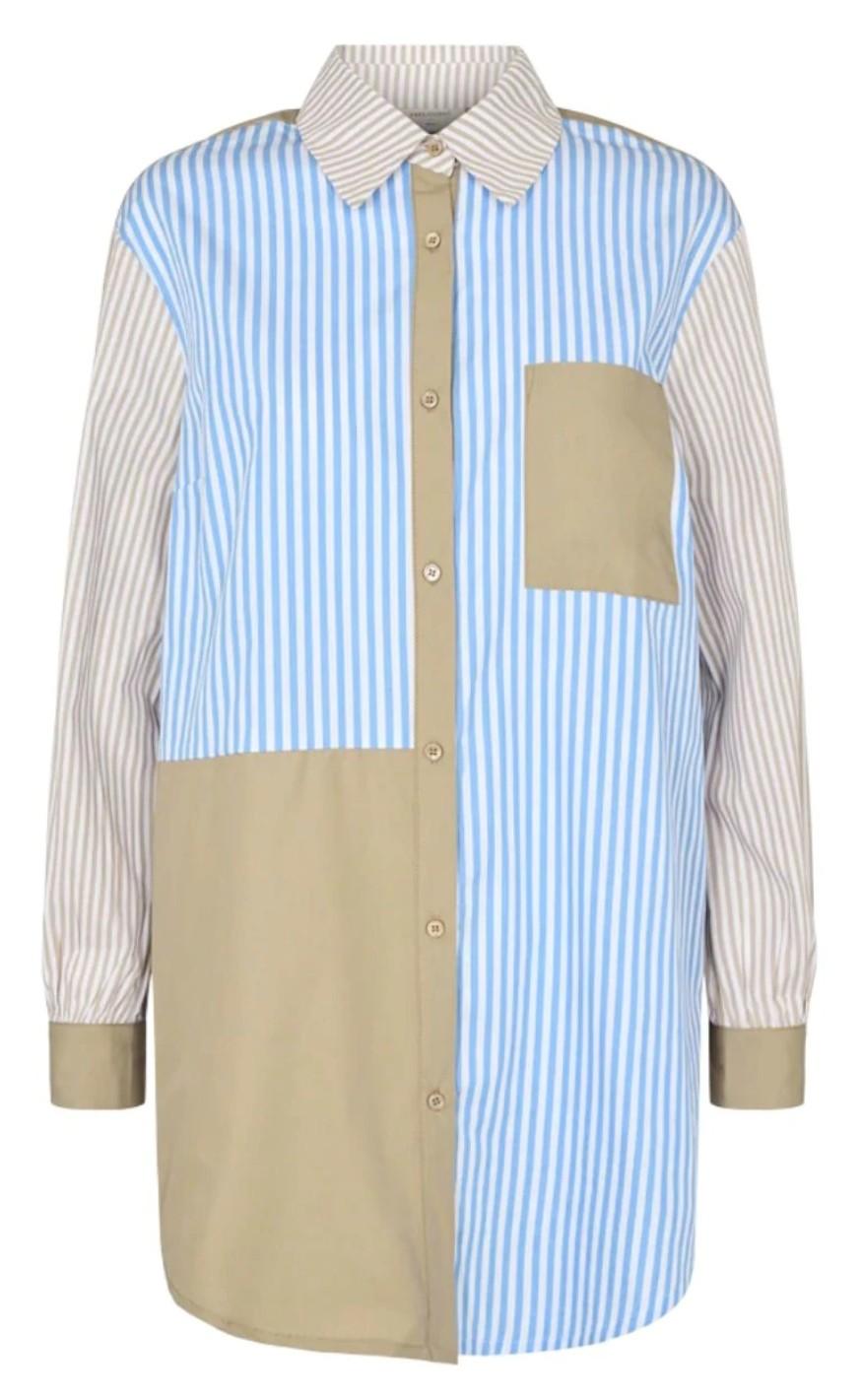 Freequent Skjorte Hilda Chambray Blue Mix