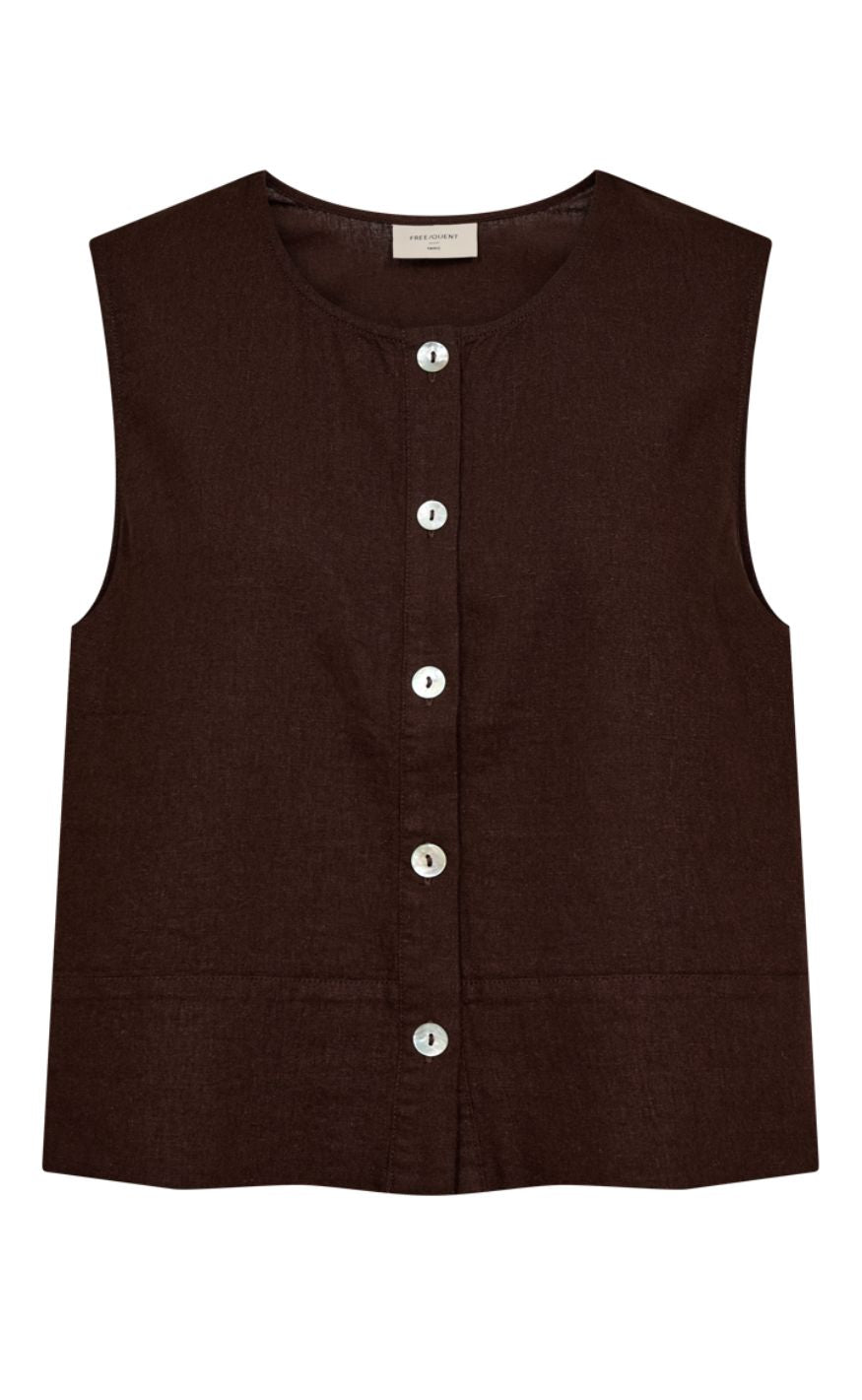 Freequent Top Lava Vest Coffee Bean