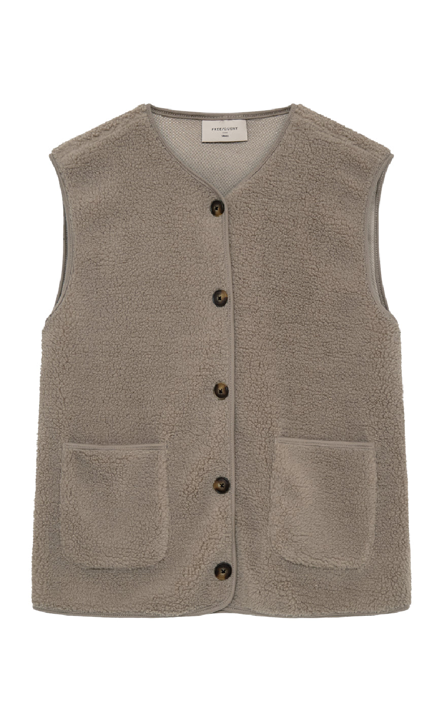 Freequent Vest Teddy Desert Taupe