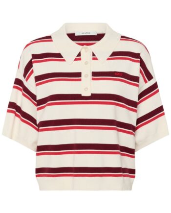 Gestuz Pullover Aia Ss Egret Cabernet Poinsettia
