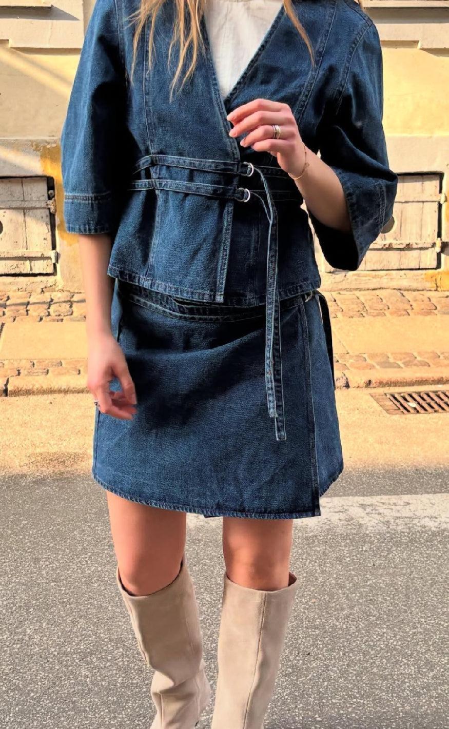 Global Funk Bluse Merie Ss Vintage Blue Wash