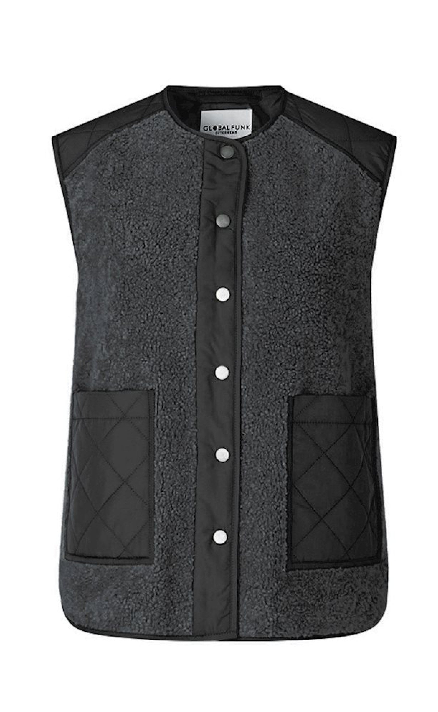 Global Funk Vest Vinson Teddy Grey Black Mix