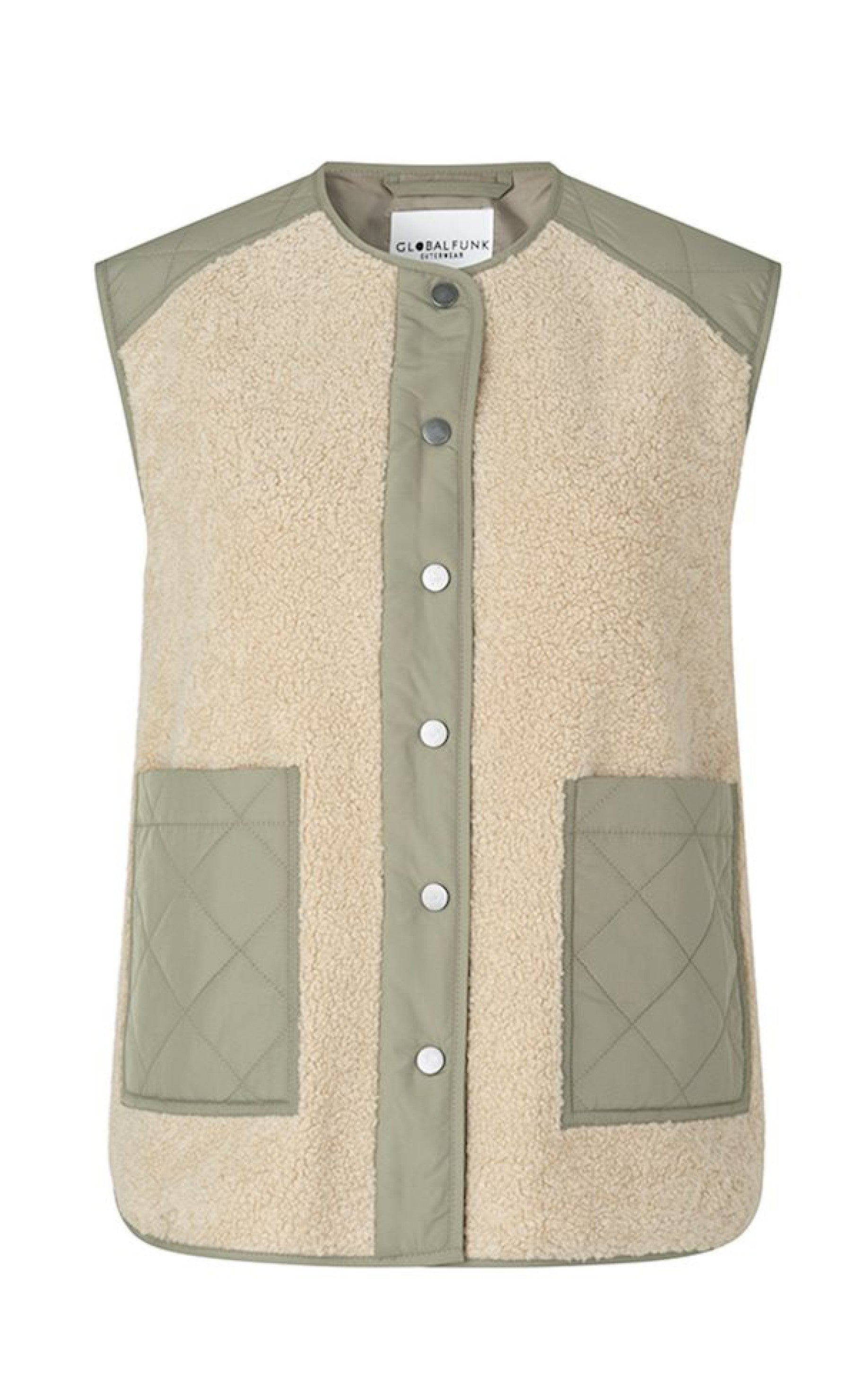 Global Funk Vest Vinson Teddy Khaki Sugar Mix