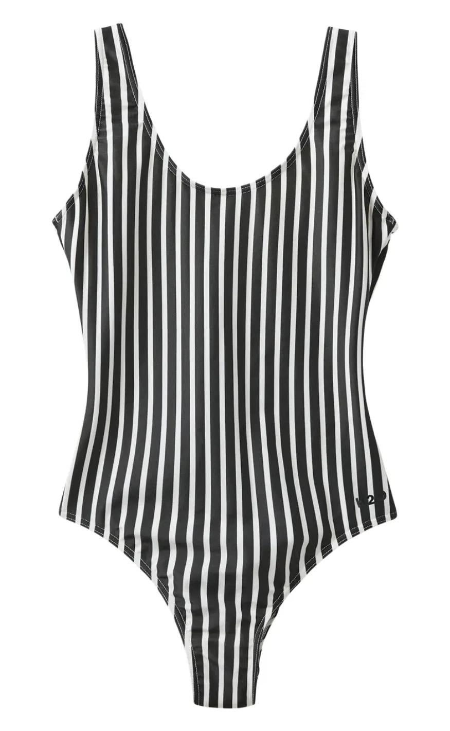 H2o Badedragt Stripe Swim Black
