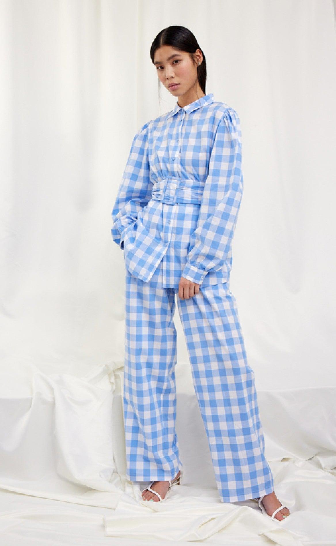 Hunkøn Bukser Geira Blue Checked
