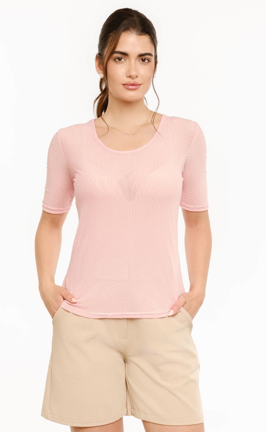 Liberté  -shirt Mesh Dot Rose