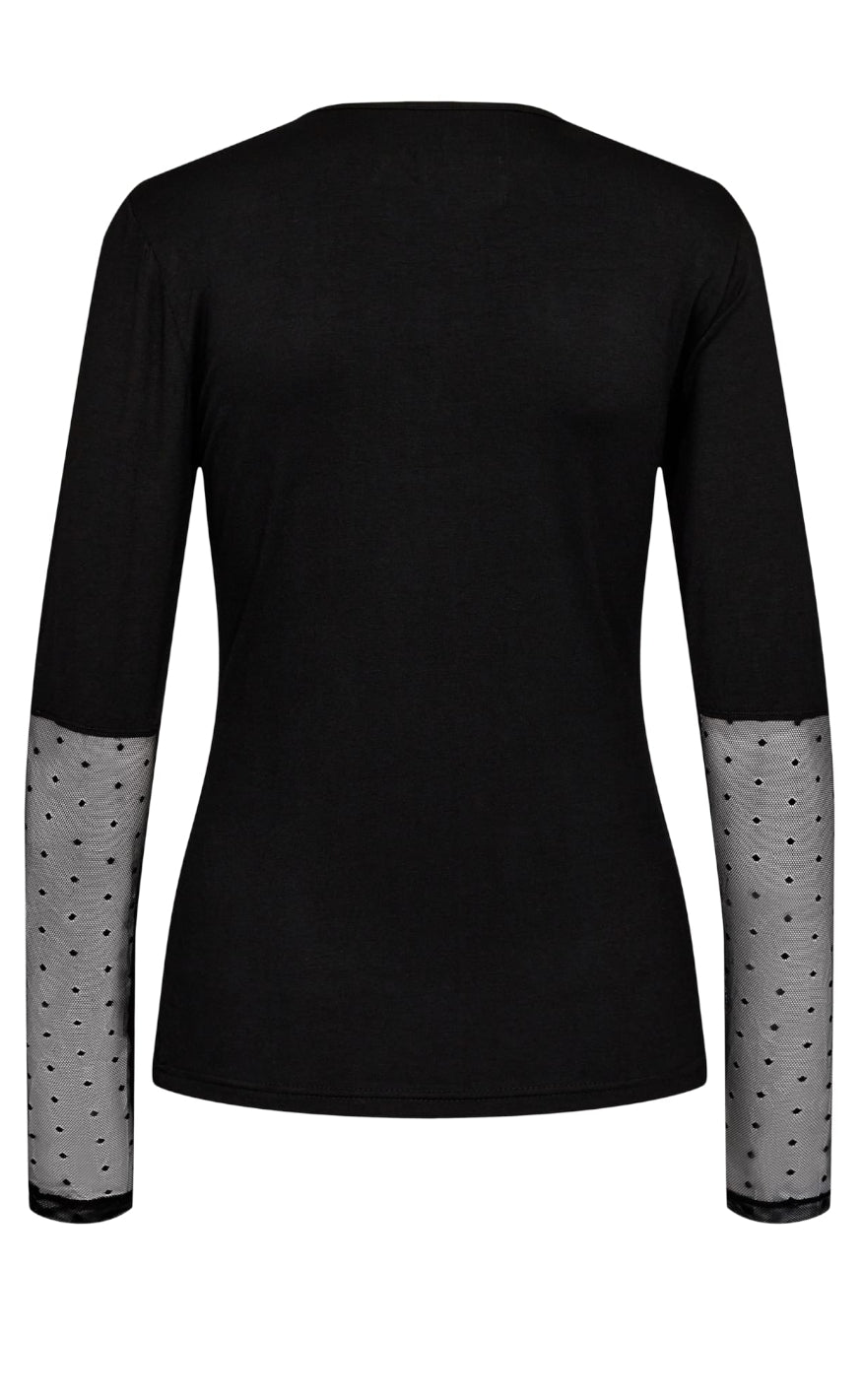 Liberte Bluse Isa Ls Lace Sleeve Black Dot