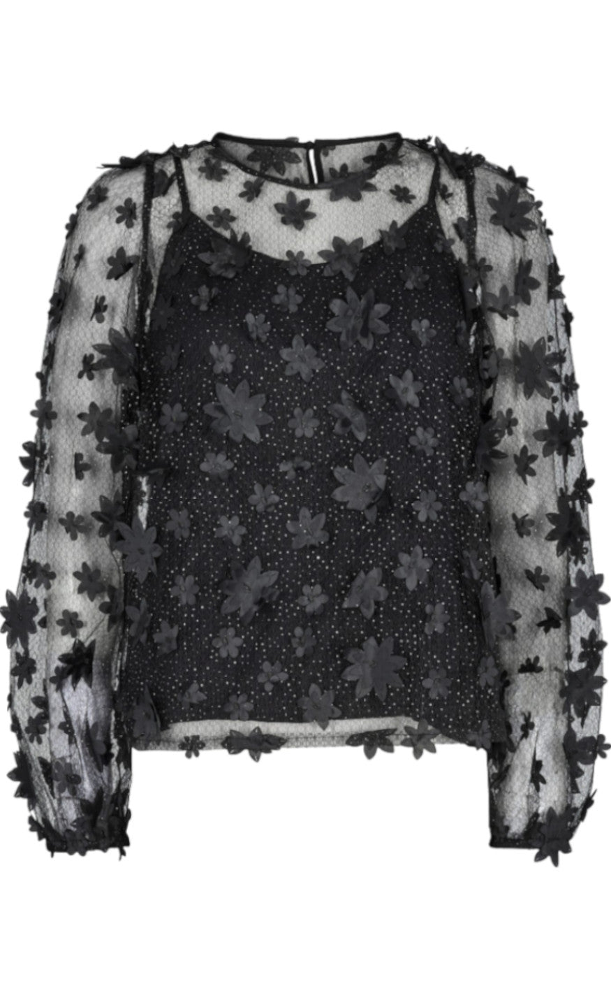 Liberte Bluse Lamilla Black Glitter Flower