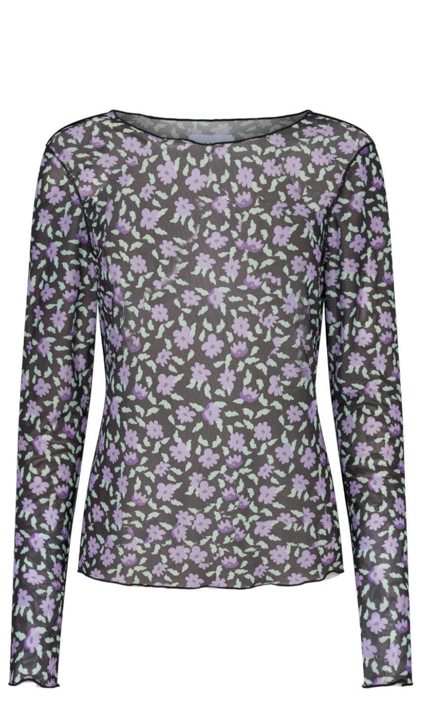 Liberte Bluse Mesh Mint Purple Flower