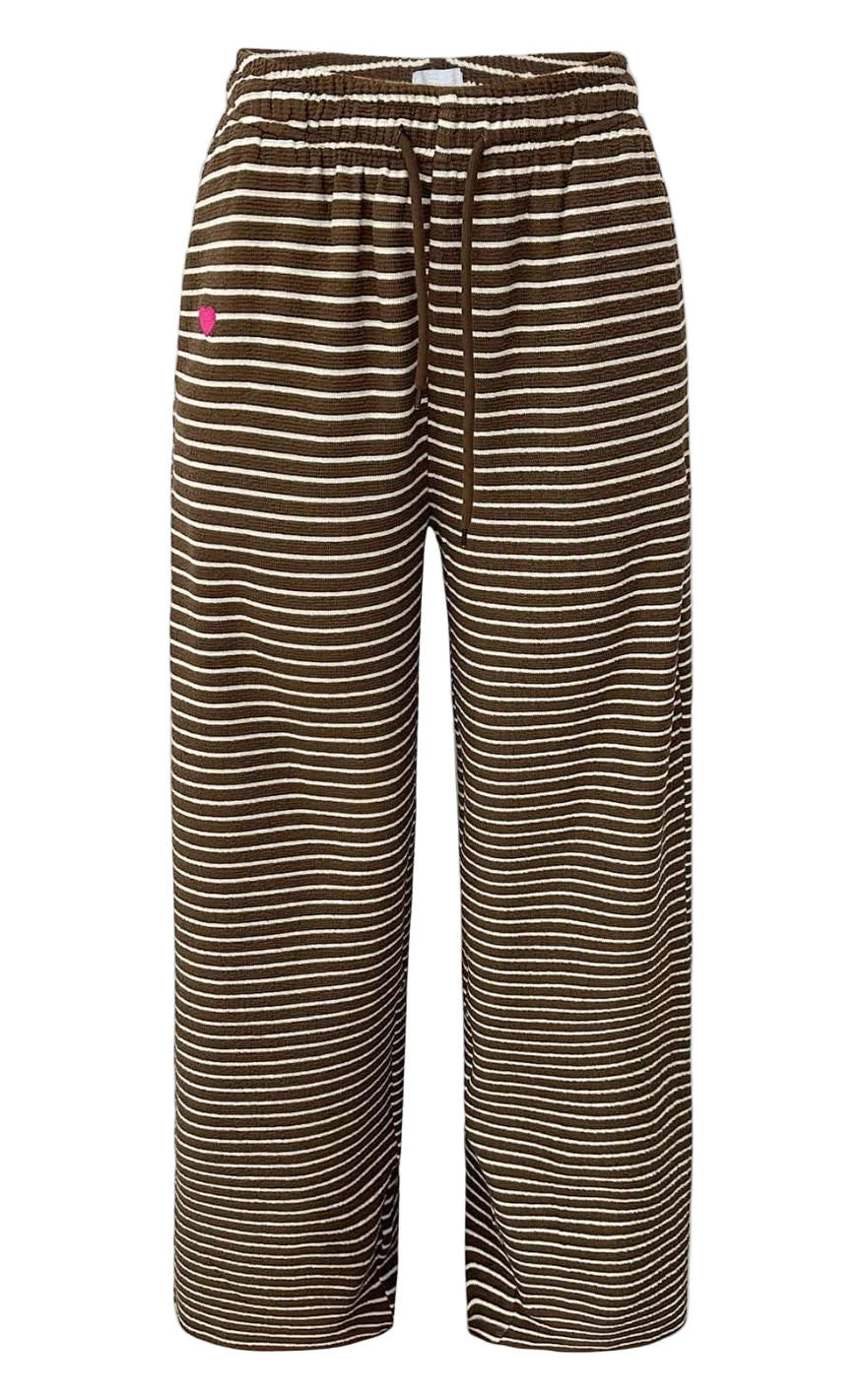 Liberte Bukser Sus Wide Brown Creme Stripe