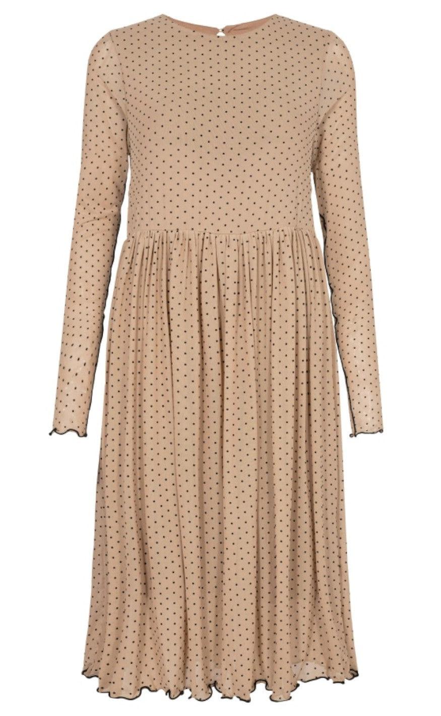 Liberte Kjole Mesh Nude Black Dot