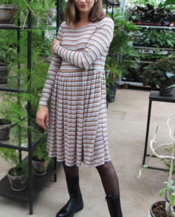 Liberte Kjole Talia Blue Sand Black Stripe