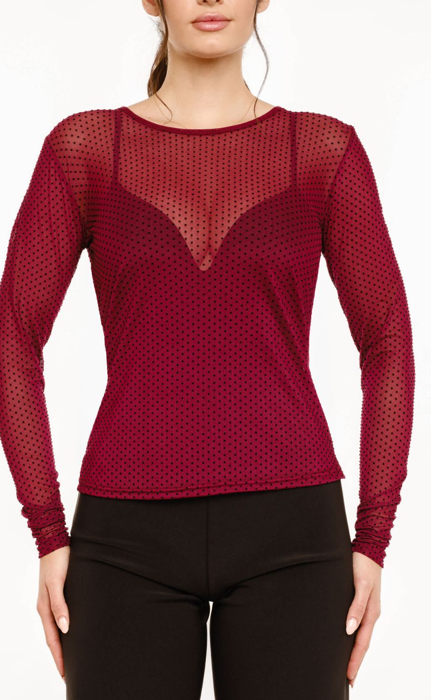 Liberte -shirt Mesh Dot Ls Bordeaux