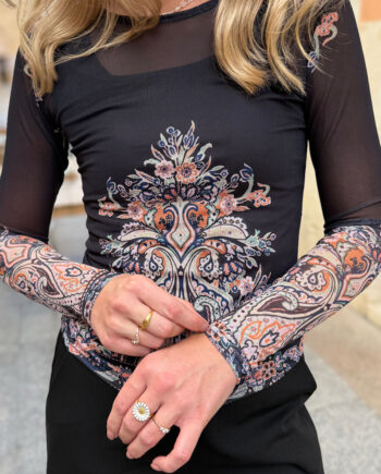 Liberte  -shirt Mesh Ls Black Paisley