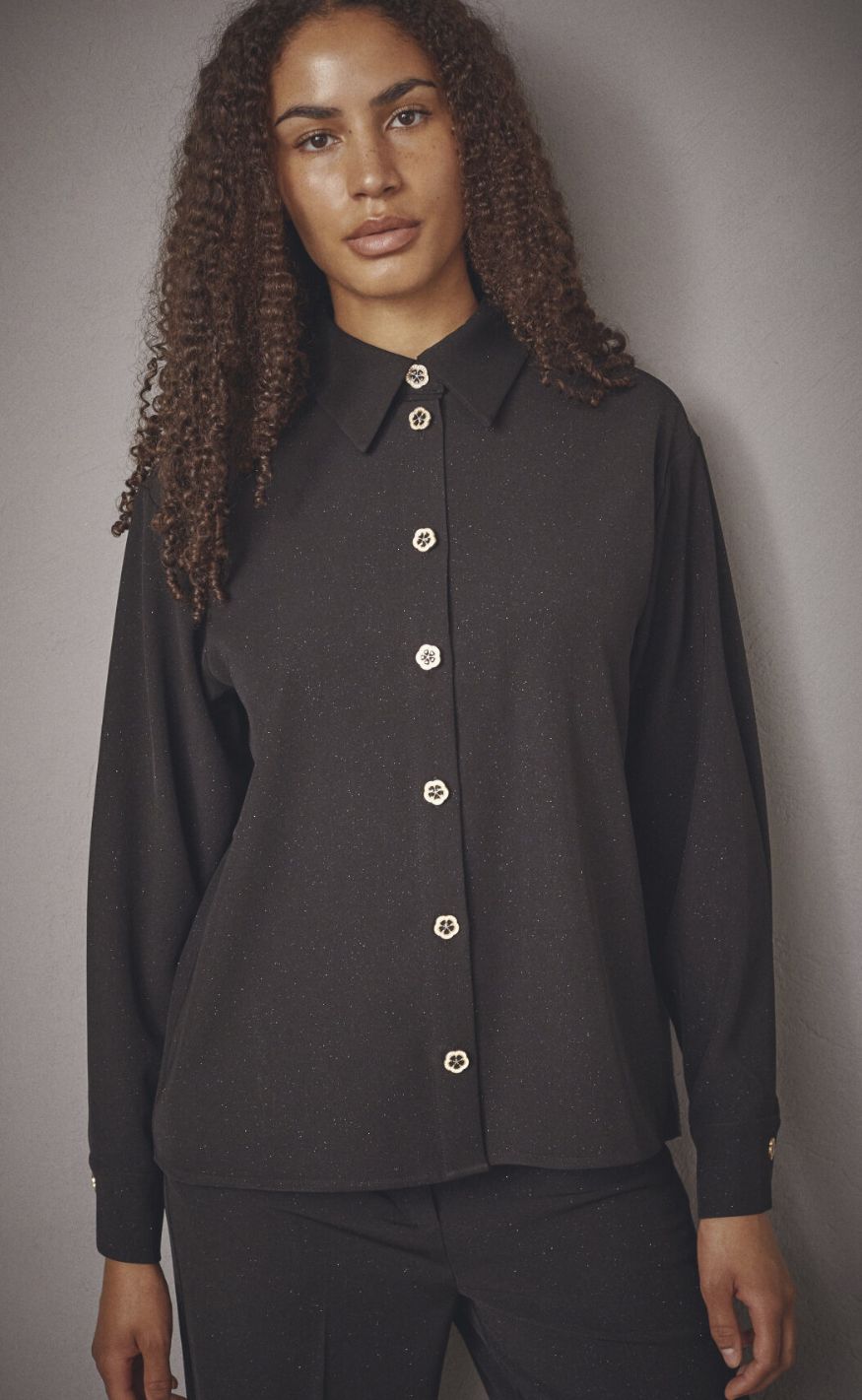 Love Divine Bluse Love1409 Black Glitter