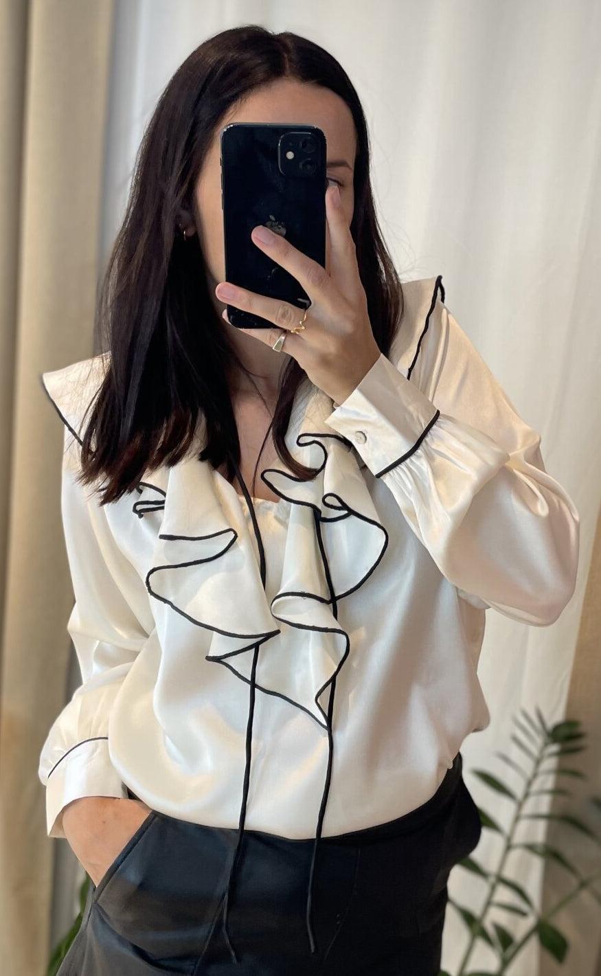 Love Divine Bluse Love1241 Cream Black