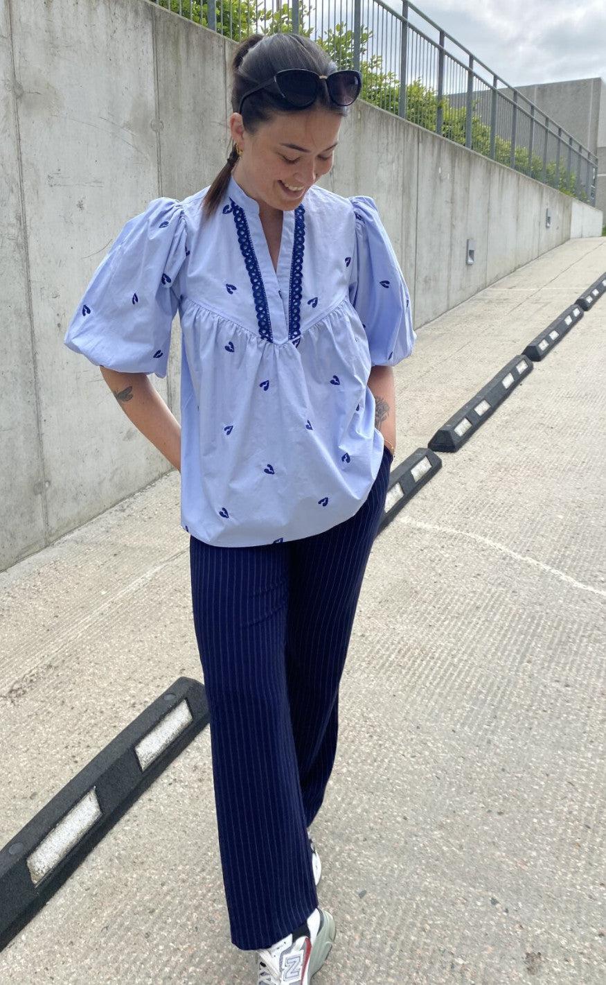 Love Divine Bluse Love1013 Light Blue Navy