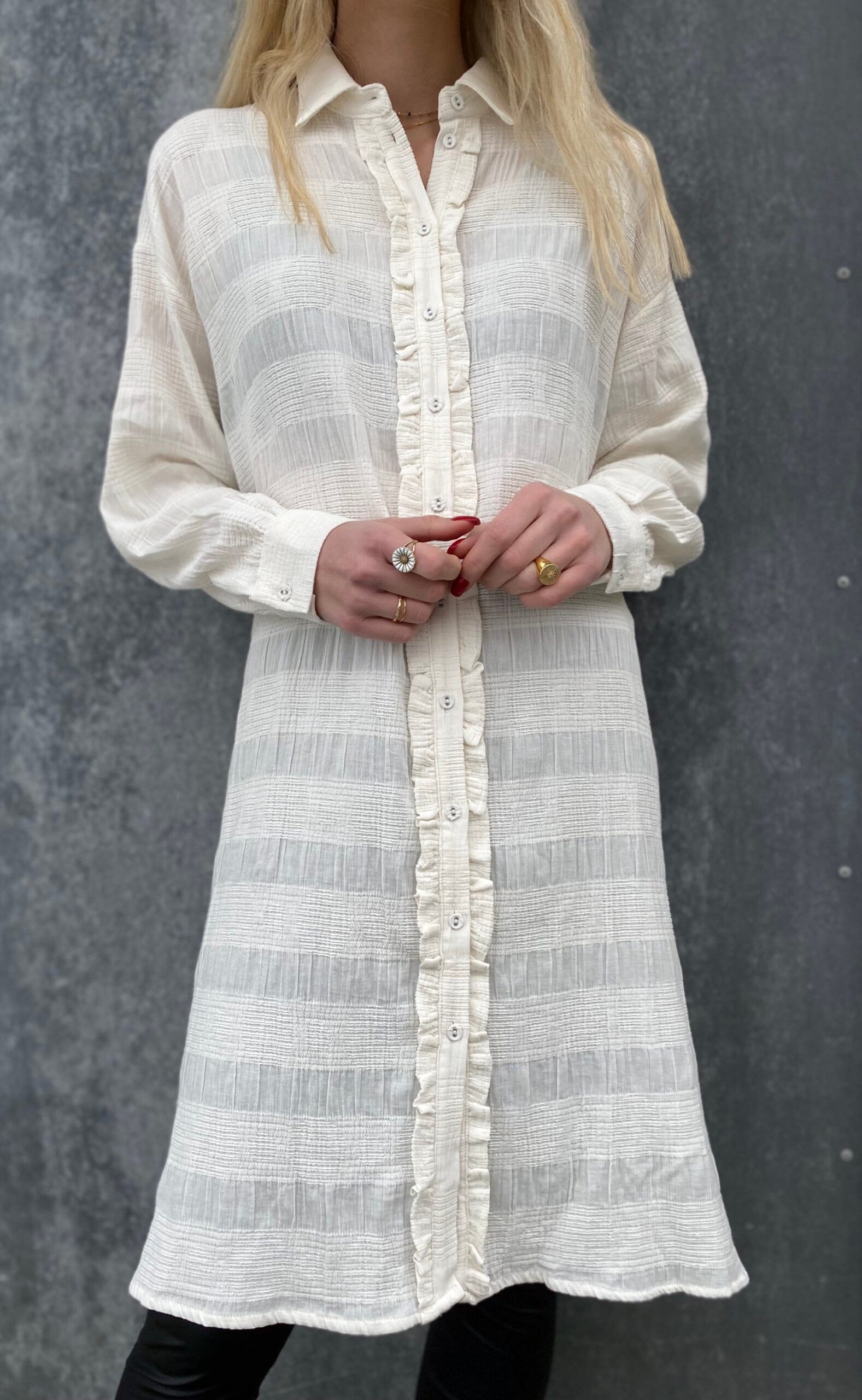 Love Divine Skjortekjole Love500- Cream Dot