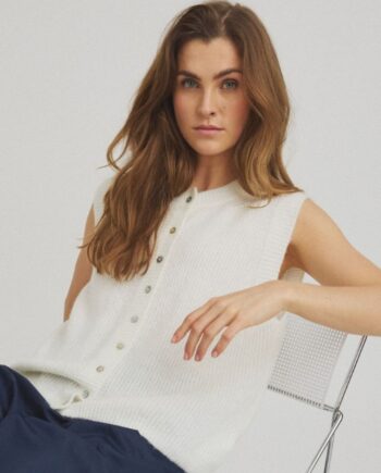 Luxzuz Strik Vest Bit Cream