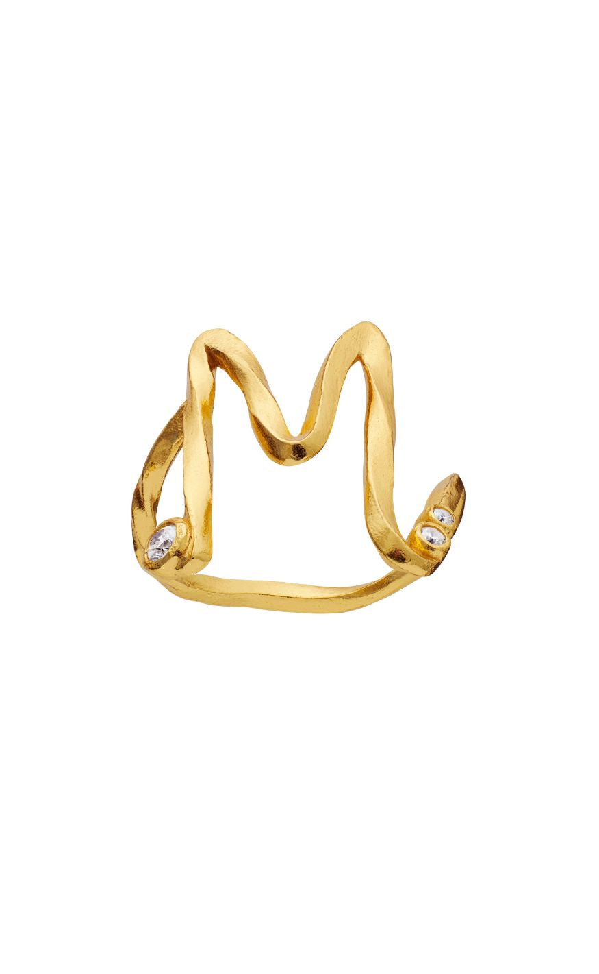 Maanesten Ring   Alphabet Gold Colour