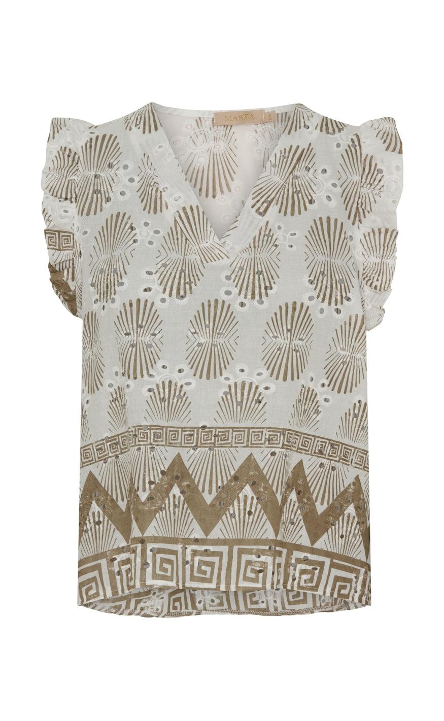 Marta Du Chateau Top Juliane White Camello