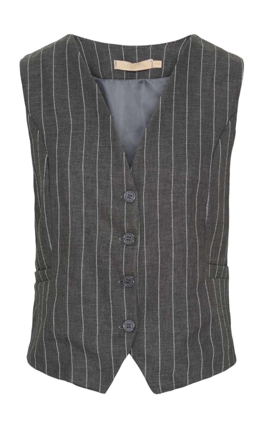 Marta Du Chateau Vest 81093 Solveig Grey Stripe