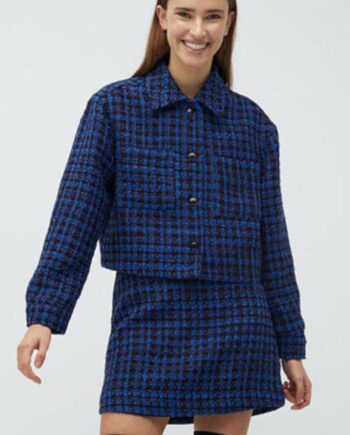 Mbym Blazer Vivika-  Blue Houndstooth