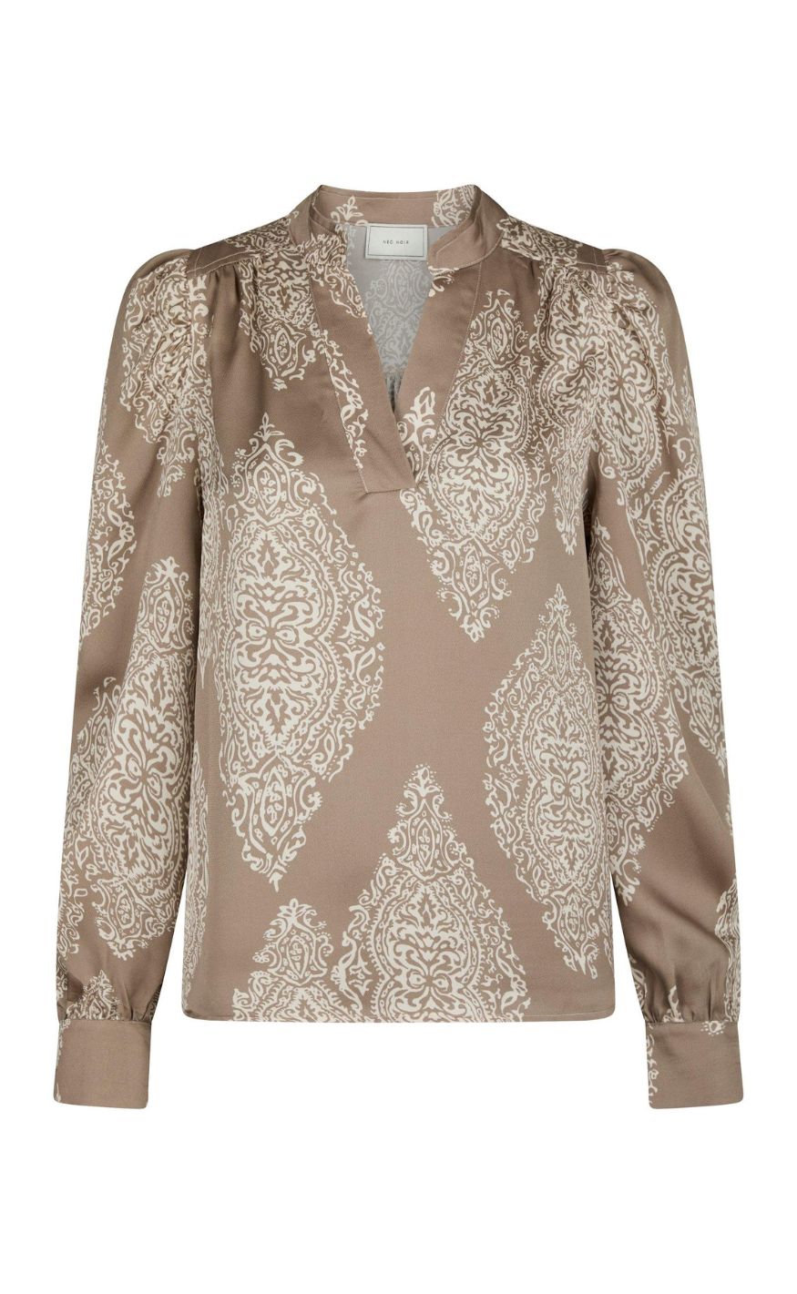Neo Noir Bluse Rosslyn Paisley Drop Dark Taupe