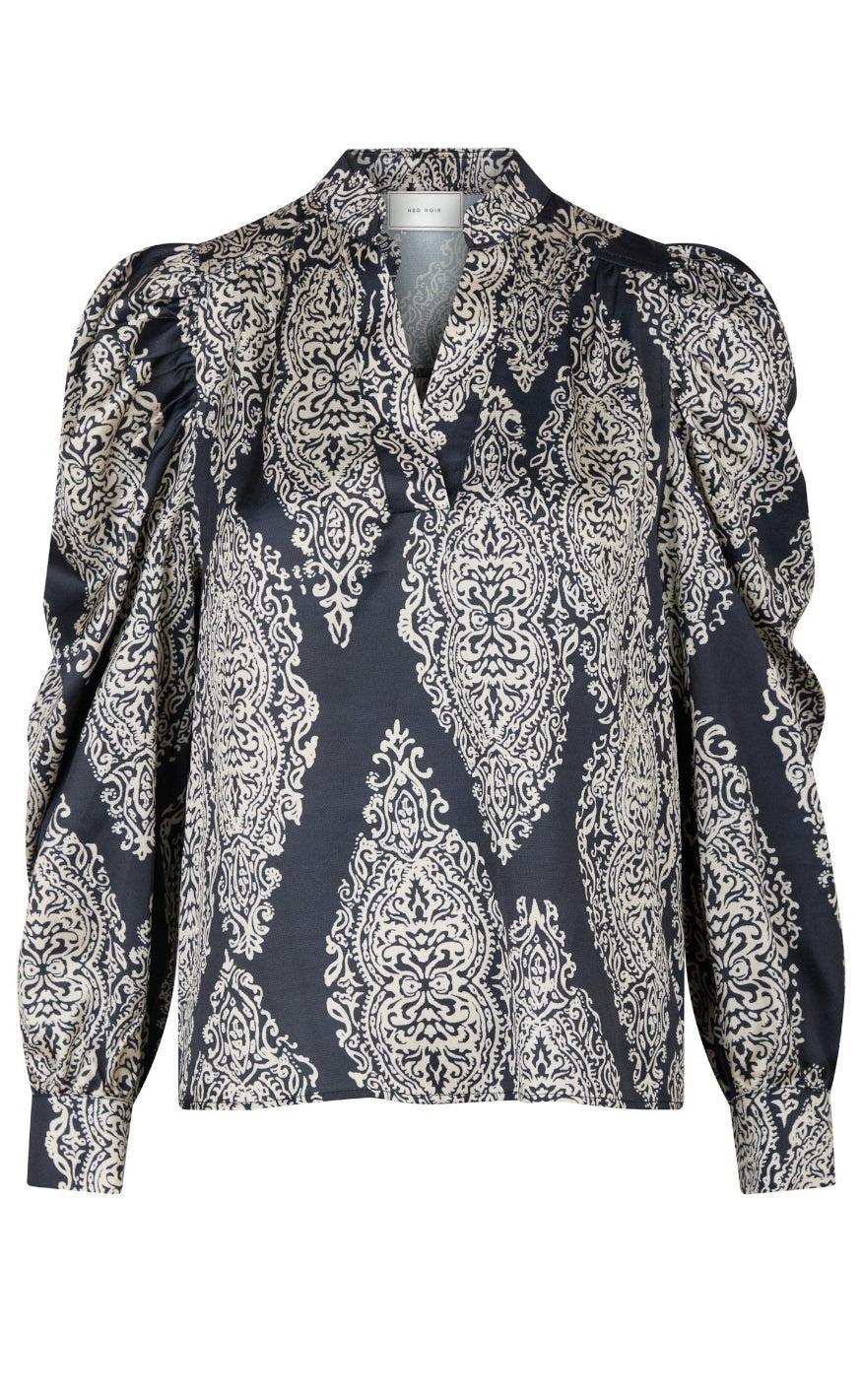 Neo Noir Bluse Rosslyn Paisley Drop Navy