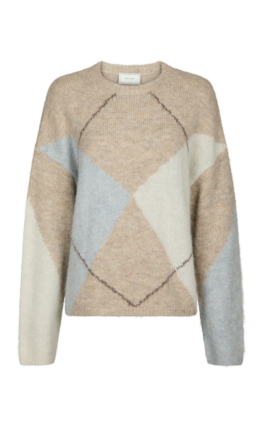 Neo Noir Strik Inga Check Beige Melange