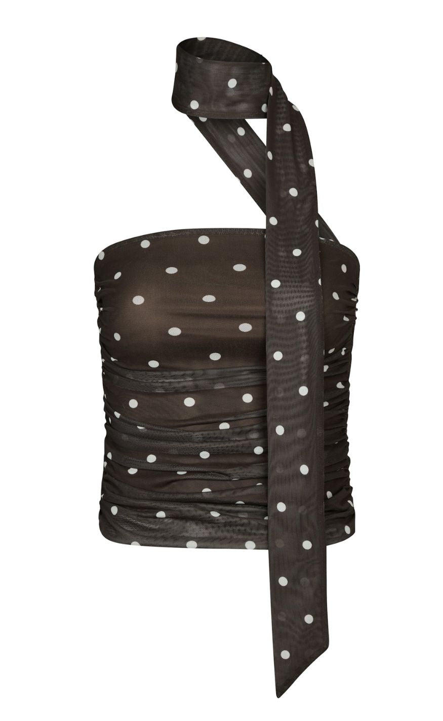 Neo Noir Top Torinti Mesh Dot Brown