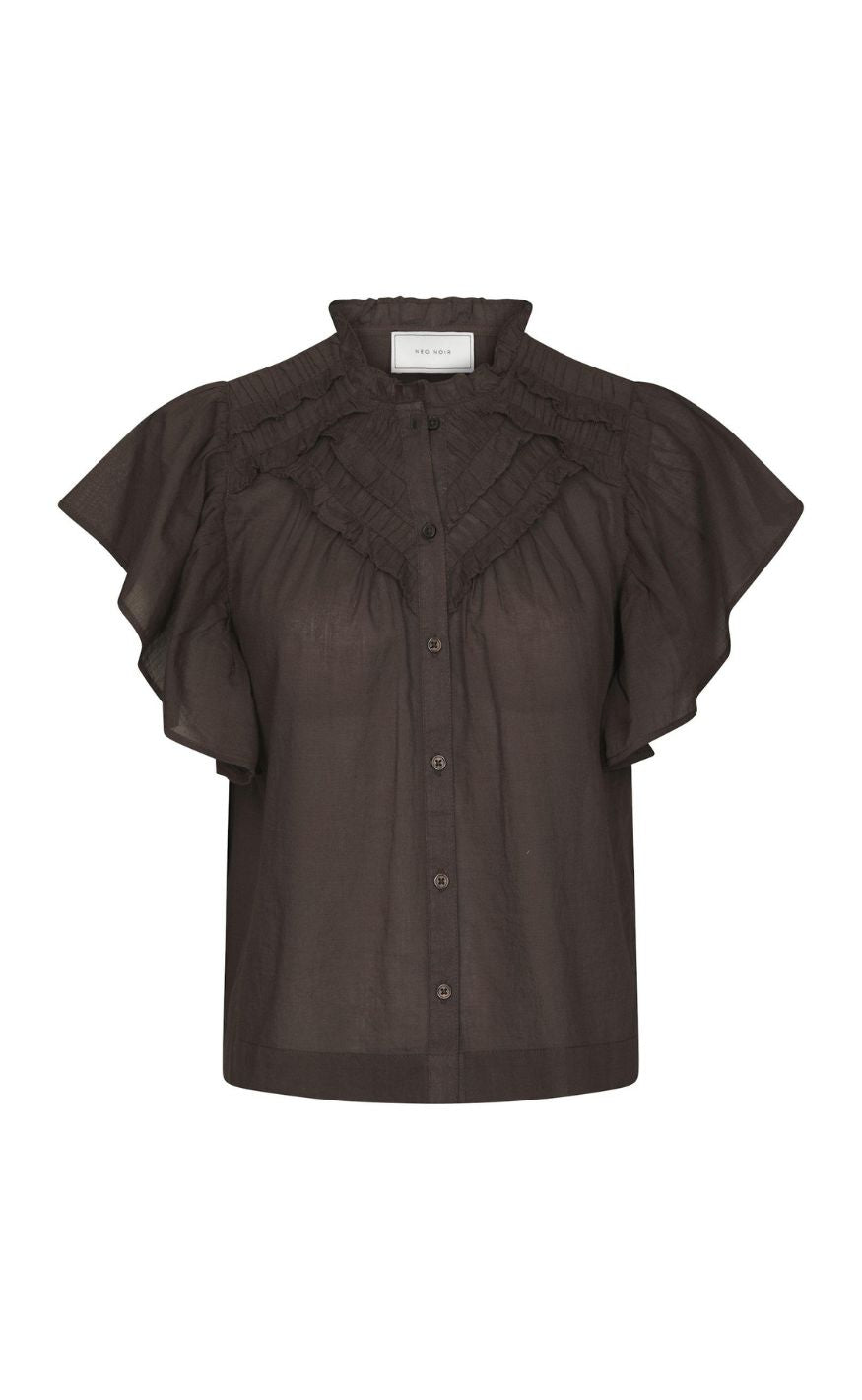 Neo Noir Top Vinsa Voile Dark Brown