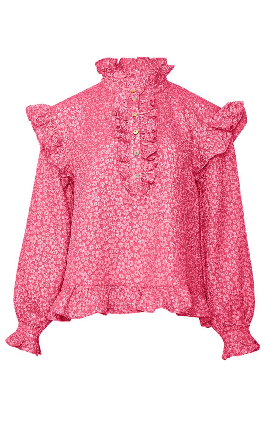 Noella Bluse Reno Ruby Ruffle Bright Pink