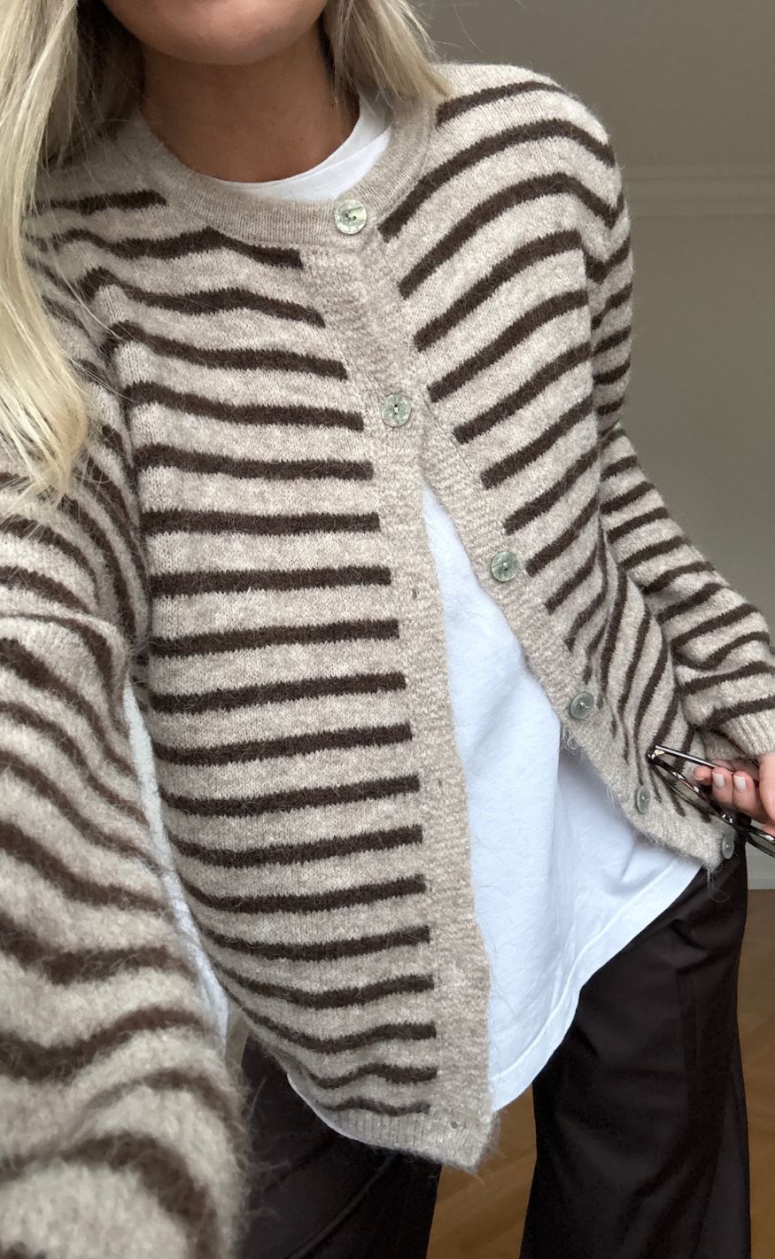 Noella Cardigan Mertice Brown Sand Stripe