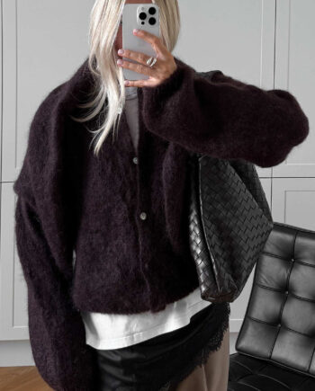 Noella Cardigan  -kae Mohair Dark Brown Chocolate