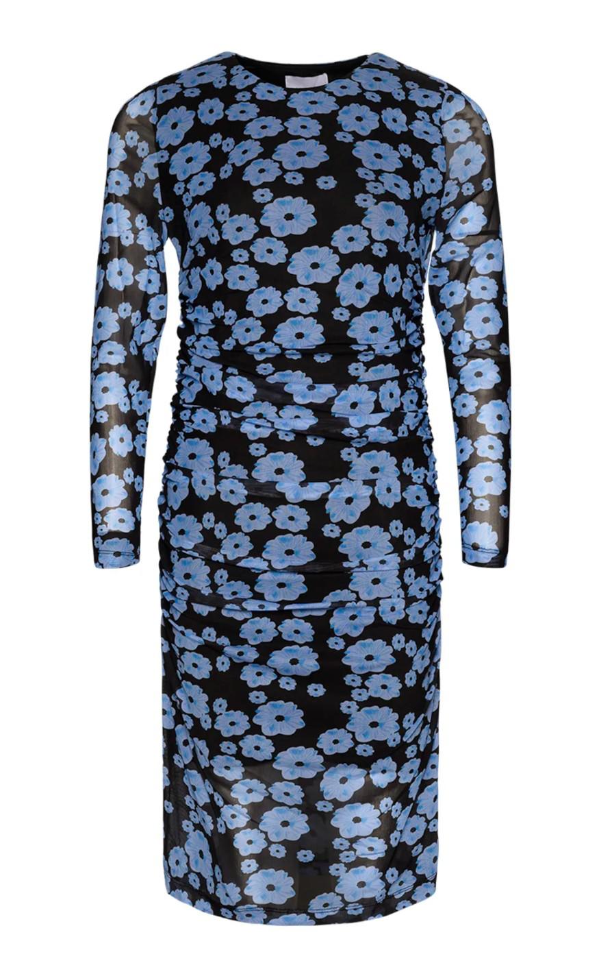 Noella Kjole Eya Mesh Black Blue Flower