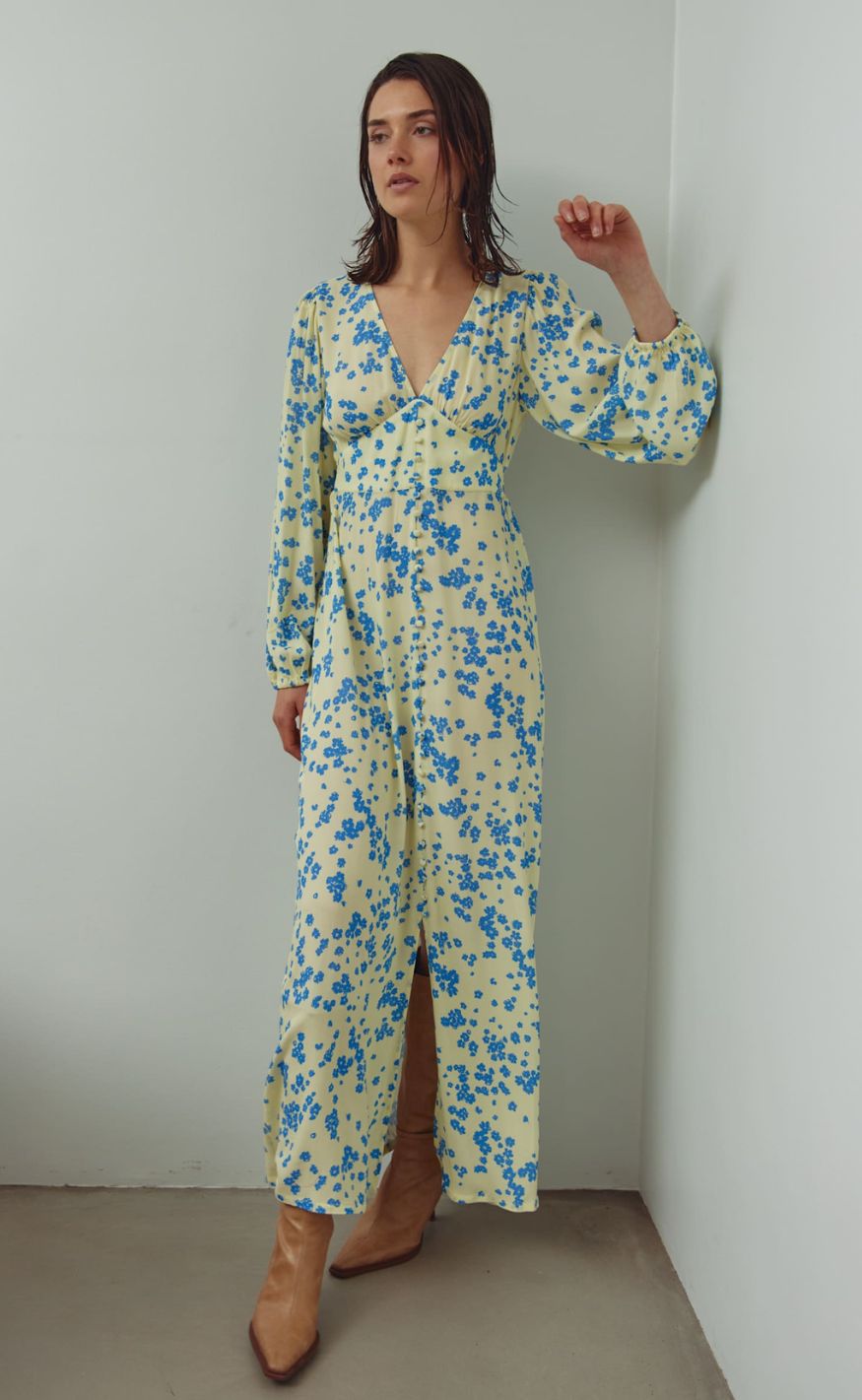 Noella Kjole Lilith Maxi Deja Yellow Print