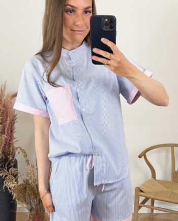 Noella  -shirt Ebony Light Blue Rose Mix