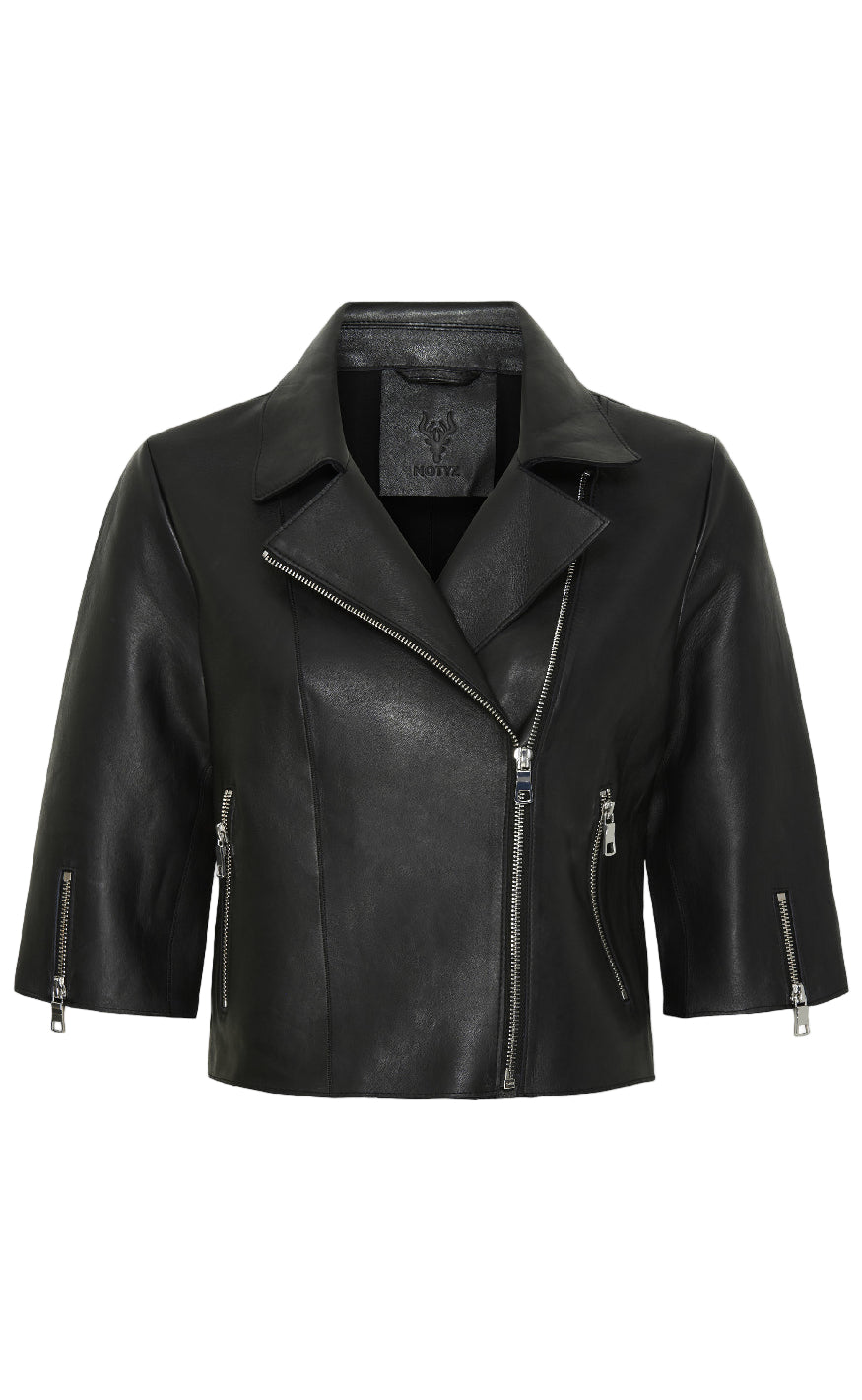 Notyz Jakke Cropped Jacket Black Shiny Silver Acc